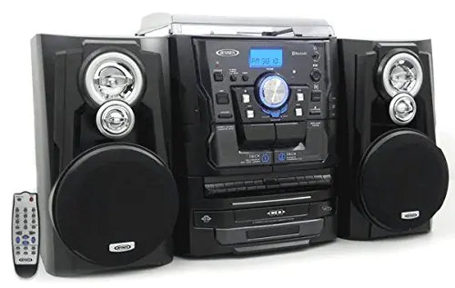 Jensen All-in-One Hi-Fi Stereo CD Player Turntable & Digital AM/FM Radio Tuner Tape Cassette Player Mega Bass Reflex Stereo Sound System