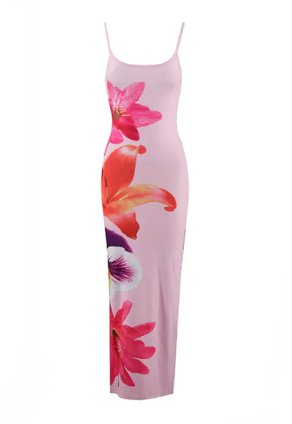 Elegant Floral Slit Midi Dress