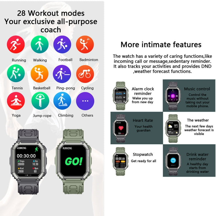 KR06 Waterproof Pedometer Sport Smart Watch, Support Heart Rate / Blood Pressure Monitoring / BT Calling