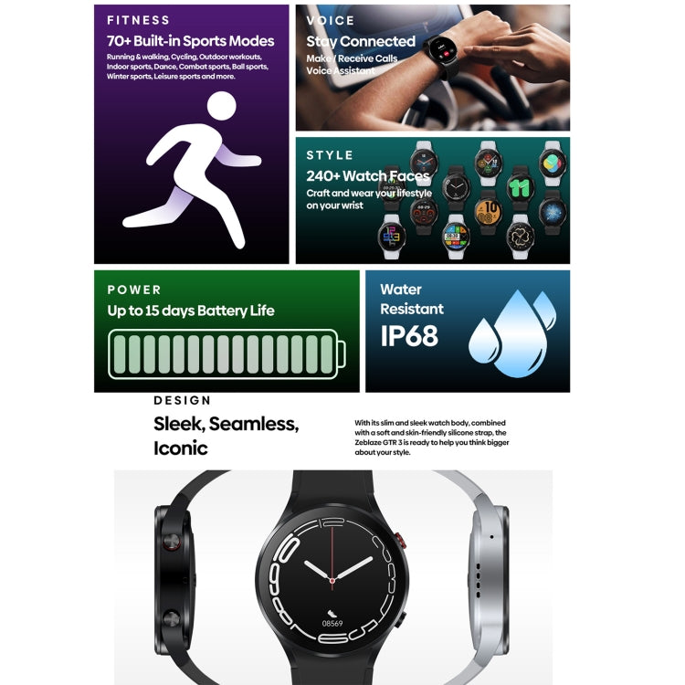 Zeblaze GTR 3 1.32 inch Smart Watch, Support Voice Calling / Heart Rate / Blood Oxygen / On-Wrist Skin Temperature / Sport Modes