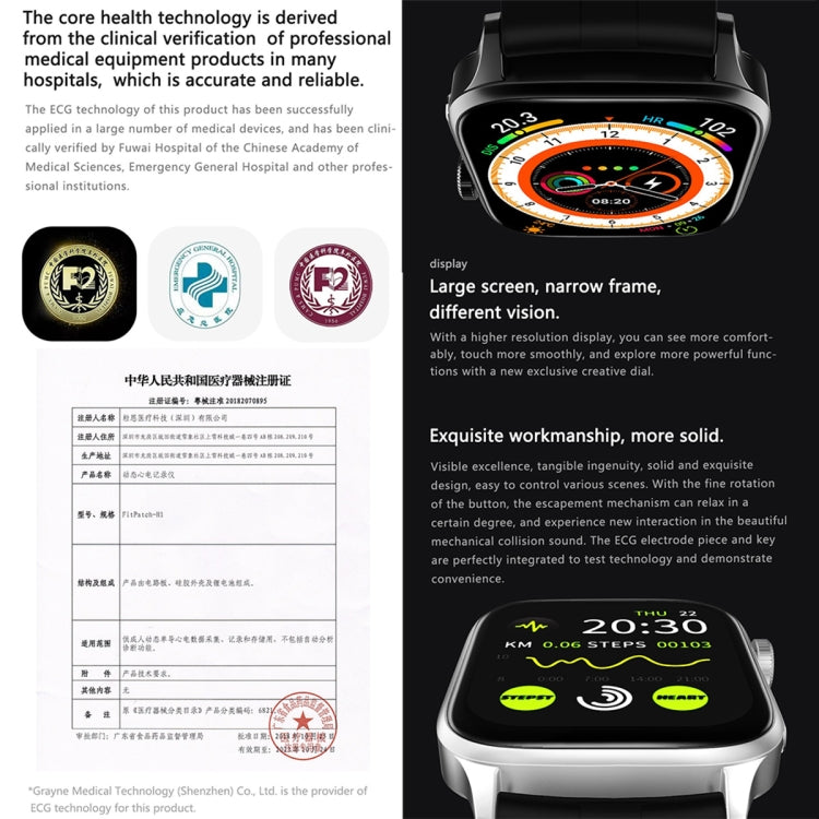 HAMTOD GT22 1.85 inch TFT Screen Health Smart Watch, Support Bluetooth Call / Plateau Blood Oxygen / Skin Health / Body Temperature / Arrhythmia / TI Heart Rate Monitoring