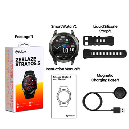 Zeblaze Stratos 3 1.43 inch AMOLED Screen IP68 Waterproof Smart Watch, Support Bluetooth Call / GPS, Stratos 3