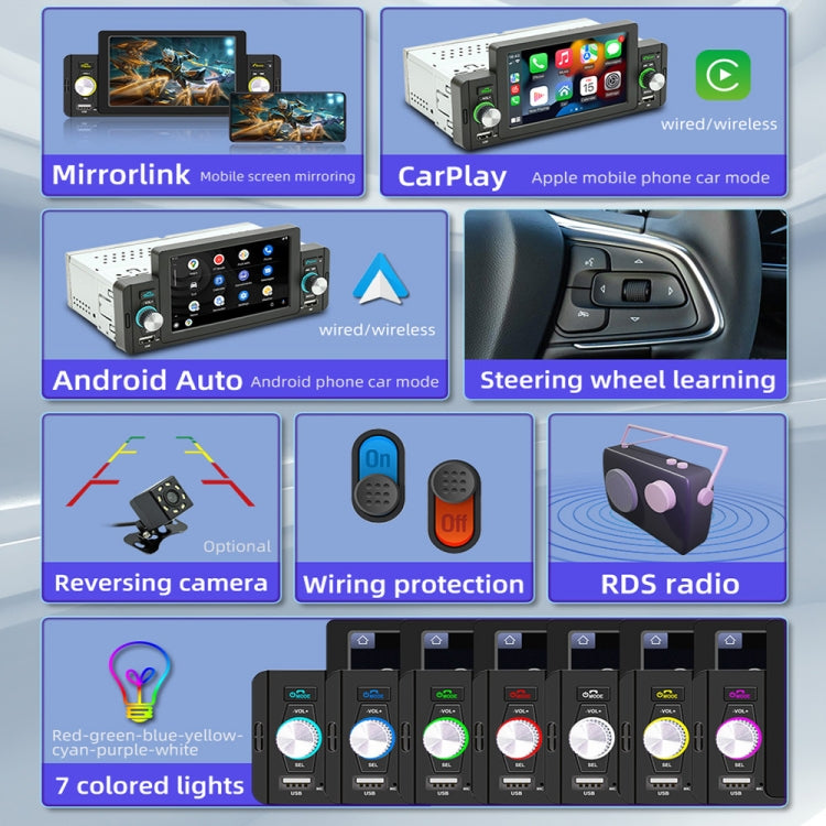 M160W 5 inch Car Wireless MP5 Player Support Phone Mirror Link / Steering Wheel Control, M160W