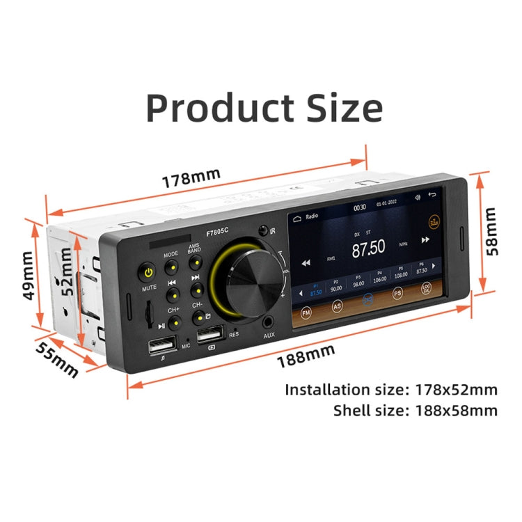 4 inch 800x480P Car Radio Receiver MP5 Player, Support FM & Bluetooth & SD Card with Remote Control, F7805C