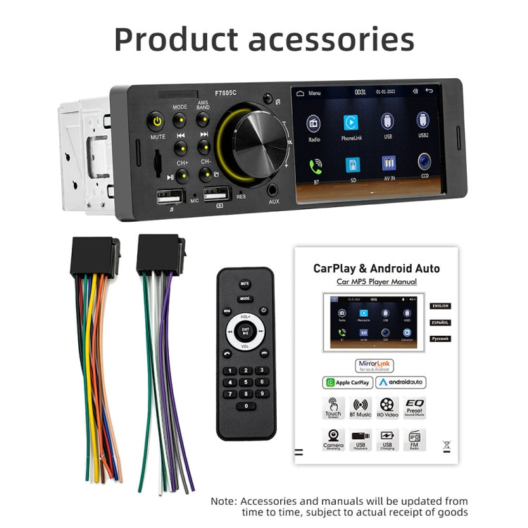 4 inch 800x480P Car Radio Receiver MP5 Player, Support FM & Bluetooth & SD Card with Remote Control, F7805C