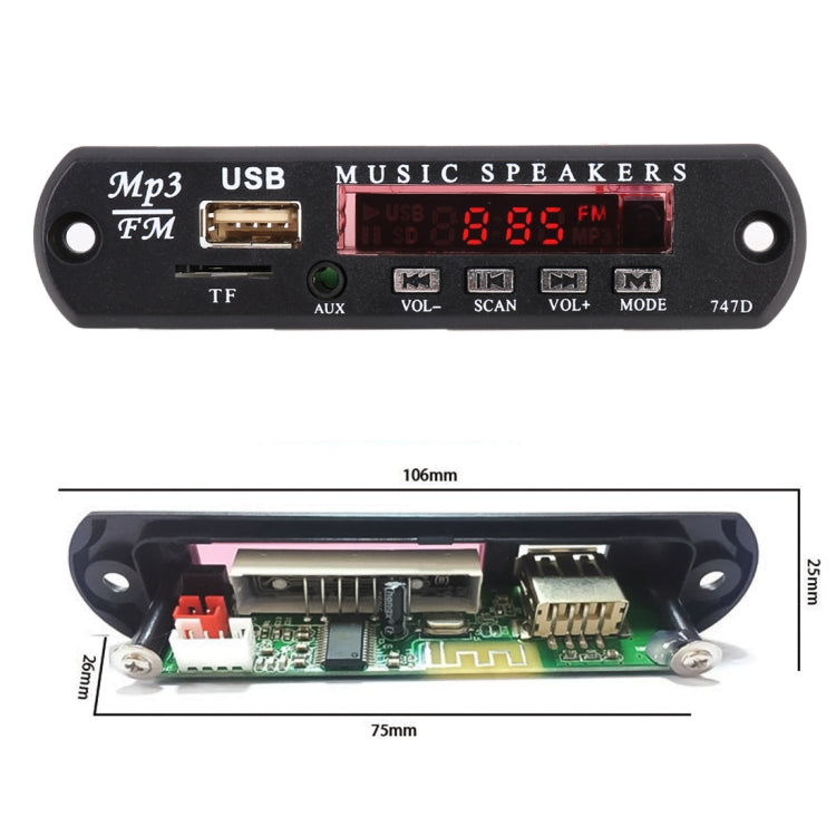 Car 12V Audio MP3 Player Decoder Board FM Radio TF USB 3.5 mm AUX, without Bluetooth and Recording, without Bluetooth and Recording