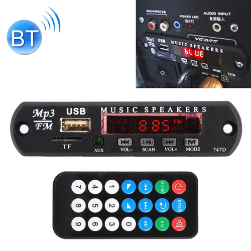 Car 12V Audio Bluetooth MP3 Player Decoder Board FM Radio TF USB 3.5 mm AUX, without Recording, without Recording