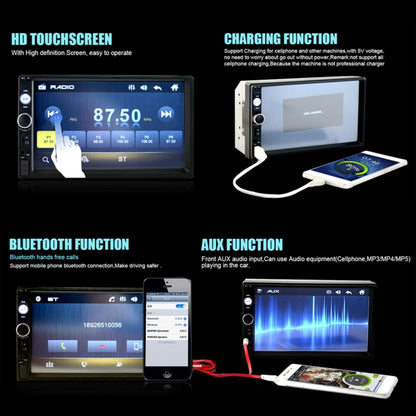 7010B HD 2 Din 7 inch Car Bluetooth Radio Receiver MP5 Player, Support FM & USB & TF Card, 7010B