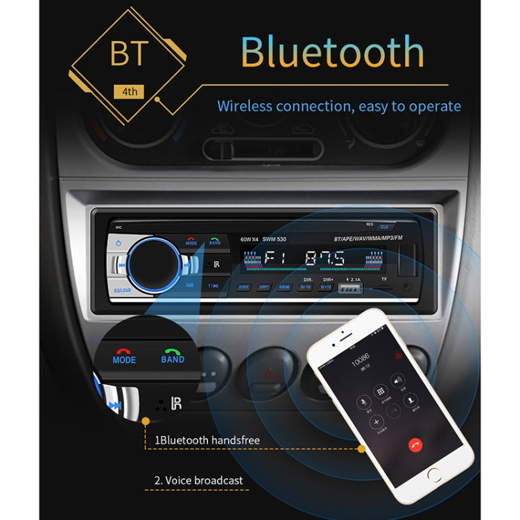 SWM-530 12V Universal Car Dual USB Charger Radio Receiver MP3 Player, Support FM & Bluetooth with Remote Control, SWM-530