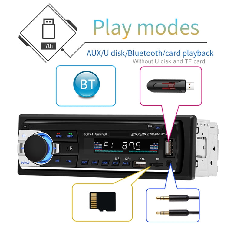 SWM-530 12V Universal Car Dual USB Charger Radio Receiver MP3 Player, Support FM & Bluetooth with Remote Control, SWM-530