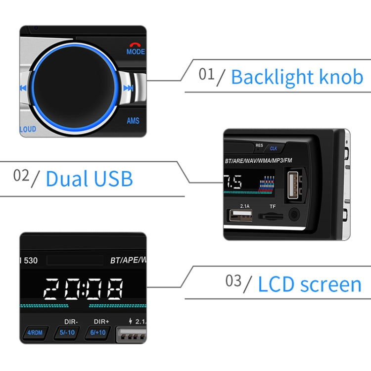 SWM-530 12V Universal Car Dual USB Charger Radio Receiver MP3 Player, Support FM & Bluetooth with Remote Control, SWM-530