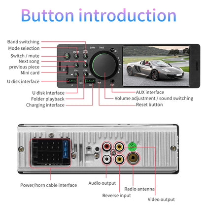 7805 4.1 inch Universal Car Radio Receiver MP5 Player, Support FM & Bluetooth & TF Card with Remote Control, 7805