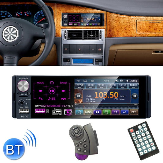 P5130 HD 1 Din 4.1 inch Car Radio Receiver MP5 Player, Support FM & AM & Bluetooth & TF Card, with Steering Wheel Remote Control, P5130