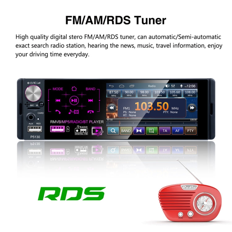 P5130 HD 1 Din 4.1 inch Car Radio Receiver MP5 Player, Support FM & AM & Bluetooth & TF Card, with Steering Wheel Remote Control, P5130