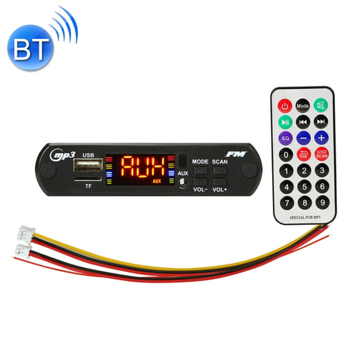 Car 12V Audio MP3 Player Decoder Board FM Radio TF USB 3.5mm AUX, with Bluetooth Function & Remote Control, 12V