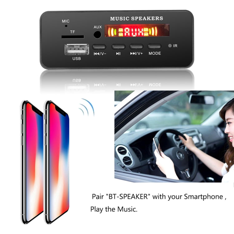 Car 12V 2x3W Audio MP3 Player Decoder Board FM Radio TF USB 3.5mm AUX, with Bluetooth & Recording Call Function & Remote Control, 12V