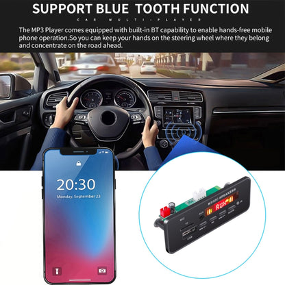 Car 12V 2x3W Audio MP3 Player Decoder Board FM Radio TF USB 3.5mm AUX, with Bluetooth & Recording Call Function & Remote Control, 12V