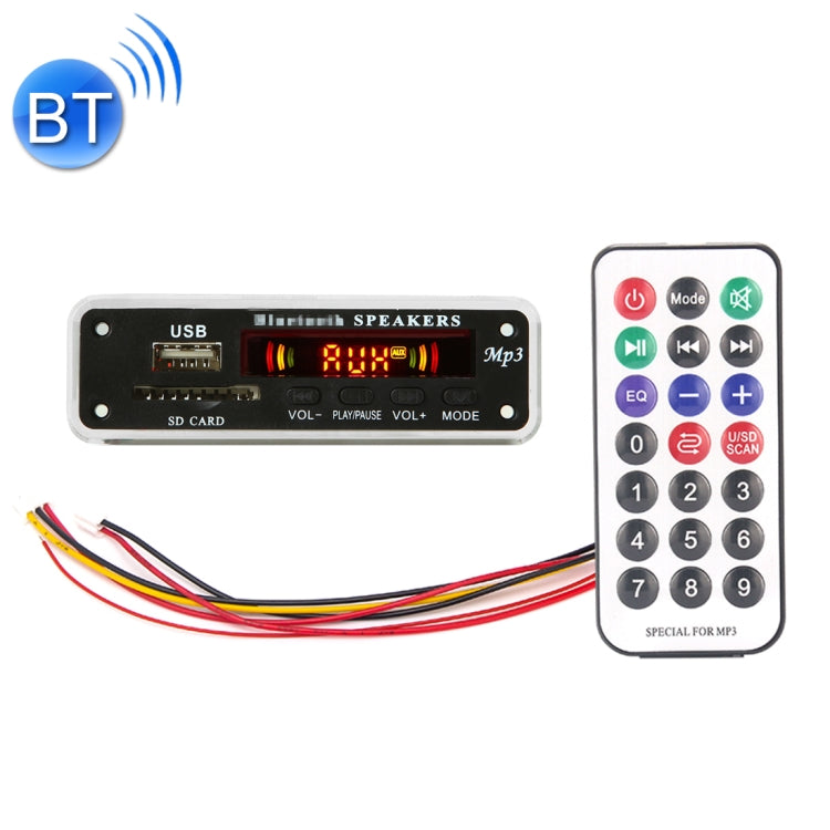 Car 5V Color Screen Audio MP3 Player Decoder Board FM Radio SD Card USB, with Bluetooth Function & Remote Control, 5V