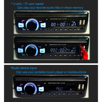 1-Din Car DAB Radio Player Stereo System FM Receiver, Support Bluetooth & U Disk & MP3 & TF Card, 1-Din Car DAB Radio Player