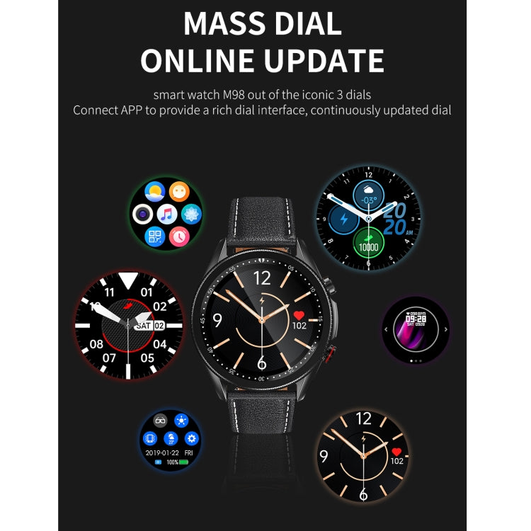 M98 1.28 inch IPS Color Screen IP67 Waterproof Smart Watch, Support Sleep Monitor / Heart Rate Monitor / Bluetooth Call, Style:Steel Strap, Steel Strap(Black), Steel Strap(Silver)