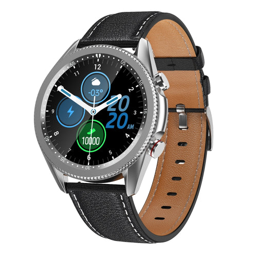 M98 1.28 inch IPS Color Screen IP67 Waterproof Smart Watch, Support Sleep Monitor / Heart Rate Monitor / Bluetooth Call, Style:Leather Strap, Leather Strap(Silver), Leather Strap(Black)