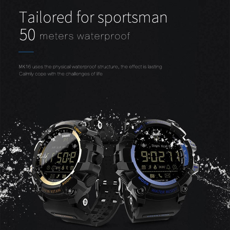 Lokmat MK16 LCD Screen 50m Waterproof Smart Watch, Support Information Reminder / Remote Camera / Walking Motion Monitor