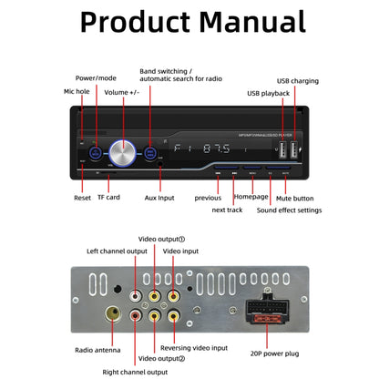 T100C 7 inch Manually Retractable Screen Car MP5 Player Radio, Support Mirror Link & FM & TF Card & USB & Bluetooth Hand-free Calling & Reversing Trajectory System, T100C