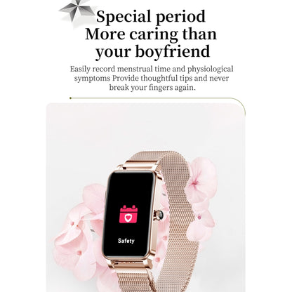 ZX19 1.45 inch HD Screen Bluetooth 5.0 IP68 Waterproof Women Smart Watch, Support Sleep Monitor / Menstrual Cycle Reminder / Heart Rate Monitor / Blood Oxygen Monitoring, Style: Milanese Strap, Milanese Strap(Gold), Milanese Strap(Silver)