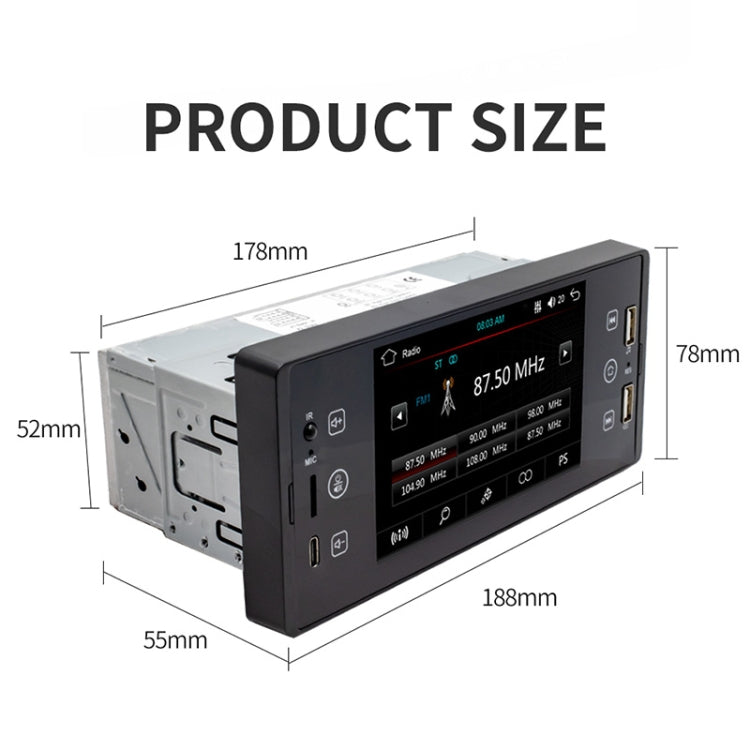 SW150 5-inch HD Touch Screen Dual USB Car MP5 Player Bluetooth Reversing Video Card U Disk Radio, SW150