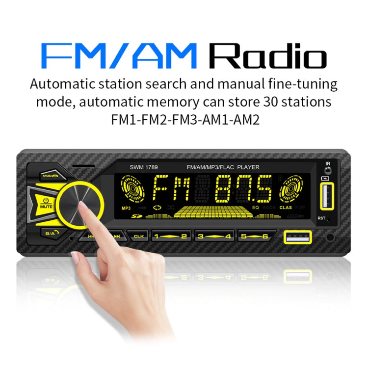 SWM-1789 Car Radio Receiver Bluetooth 5.1 MP3 Player with Remote Control, SWM-1789