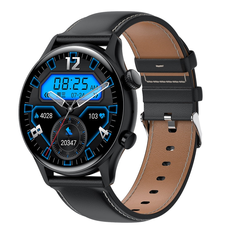 HK8Pro 1.36 inch AMOLED Screen Leather Strap Smart Watch, Support NFC Function / Blood Oxygen Monitoring, Leather Strap (Gold), Leather Strap (Silver), Leather Strap (Black)