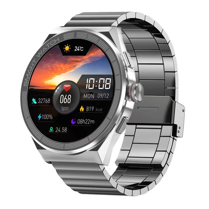 BM01 1.45 inch Steel Band IP68 Waterproof Smart Watch Support Bluetooth Call / NFC, Steel Band (Black), Steel Band (Silver)