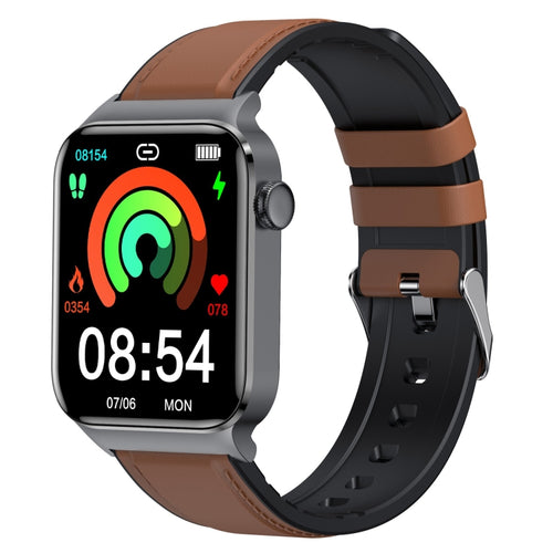 T50 1.85 inch Leather Band IP67 Waterproof Smart Watch Supports Voice Assistant / Health Monitoring, Leather Band (Brown), Leather Band (Black)