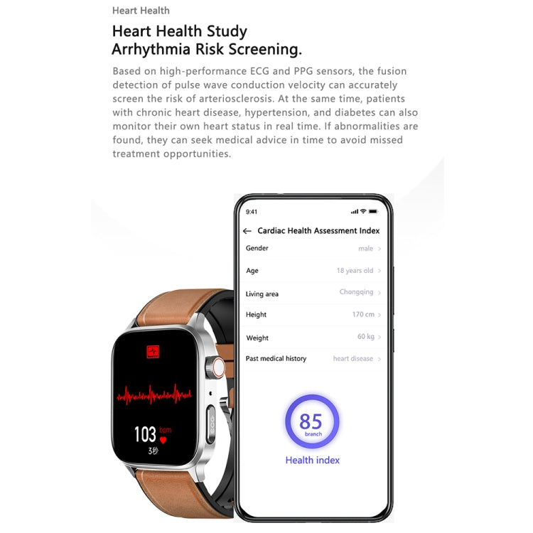 GT22 1.85 inch TFT Screen Silicone Band Health Smart Watch, Support Bluetooth Call / Plateau Blood Oxygen / Body Temperature / Arrhythmia / TI Heart Rate Monitoring, Silicone Band (Black), Silicone Band (Black Silver)