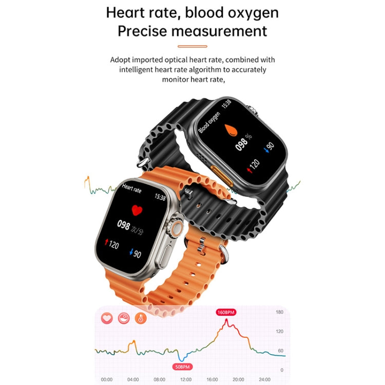 WS-E9 Ultra 2.2 inch IP67 Waterproof Metal Buckle Ocean Silicone Band Smart Watch, Support Heart Rate / NFC, Metal Buckle Ocean Silicone Band (Black), Metal Buckle Ocean Silicone Band (Orange), Metal Buckle Ocean Silicone Band (Blue)