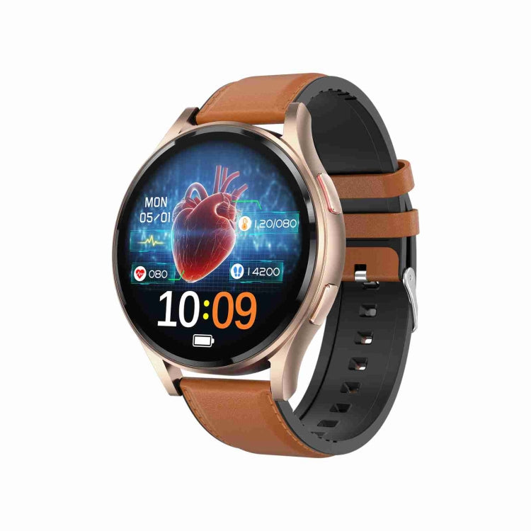 1.43 inch Leather Strap Bluetooth Call Smart Watch Support ECG / Non-invasive Blood Sugar, Leather Strap Black, Leather Strap Brown