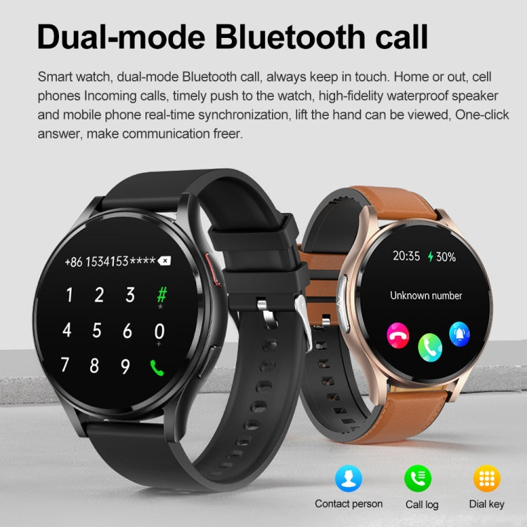 1.43 inch Leather Strap Bluetooth Call Smart Watch Support ECG / Non-invasive Blood Sugar, Leather Strap Black, Leather Strap Brown