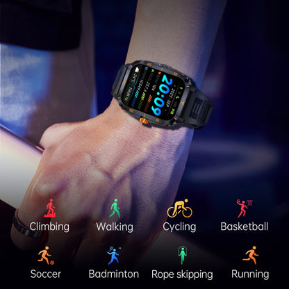 KT71 1.96 inch HD Square Screen Rugged Smart Watch Supports Bluetooth Calls/Sleep Monitoring/Blood Oxygen Monitoring