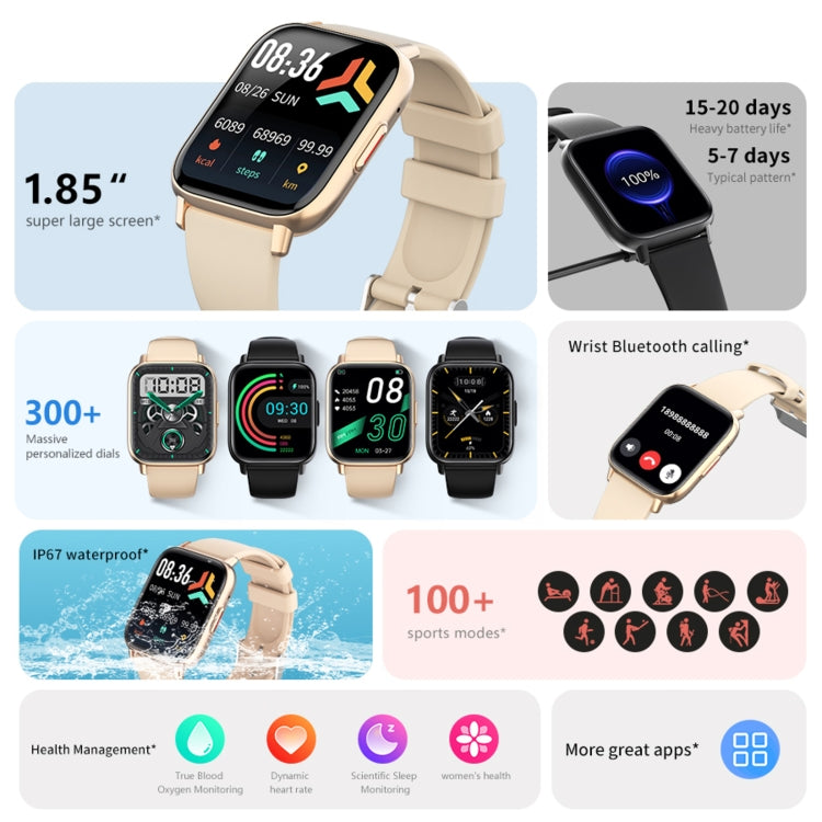 DM05 1.83 inch BT5.2 Smart Sport Watch, Support Sleep / Heart Rate / Blood Oxygen / Temperature / Heart Sugar/ Blood Pressure Health Monitor