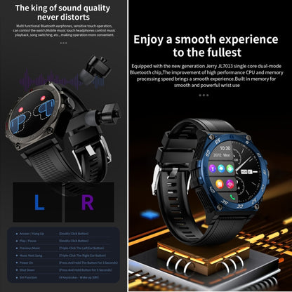 LC18 1.53 inch IP67 BT5.0 Sport Smart Watch with Earbuds, Support Bluetooth Call / Sleep / Blood Oxygen / Heart Rate / Blood Pressure Health Monitor