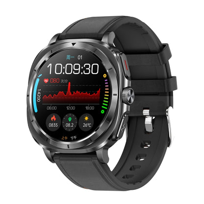 ET492 1.43 inch AMOLED Screen Leather Strap Smart Watch Supports ECG/Blood Sugar Monitoring