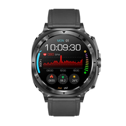 ET492 1.43 inch AMOLED Screen Leather Strap Smart Watch Supports ECG/Blood Sugar Monitoring