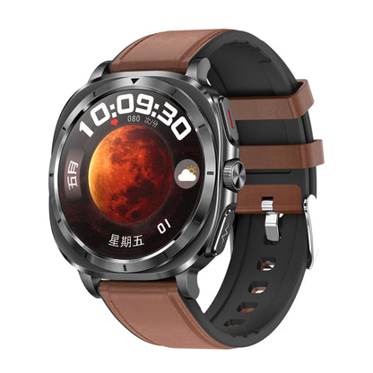 ET492 1.43 inch AMOLED Screen Leather Strap Smart Watch Supports ECG/Blood Sugar Monitoring