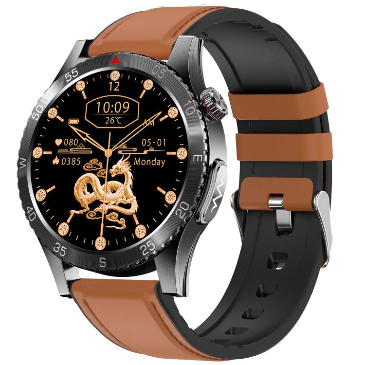 H9 1.43 inch Leather Strap ECG Smart Watch Supports Bluetooth Calls/Smart Voice Assistant