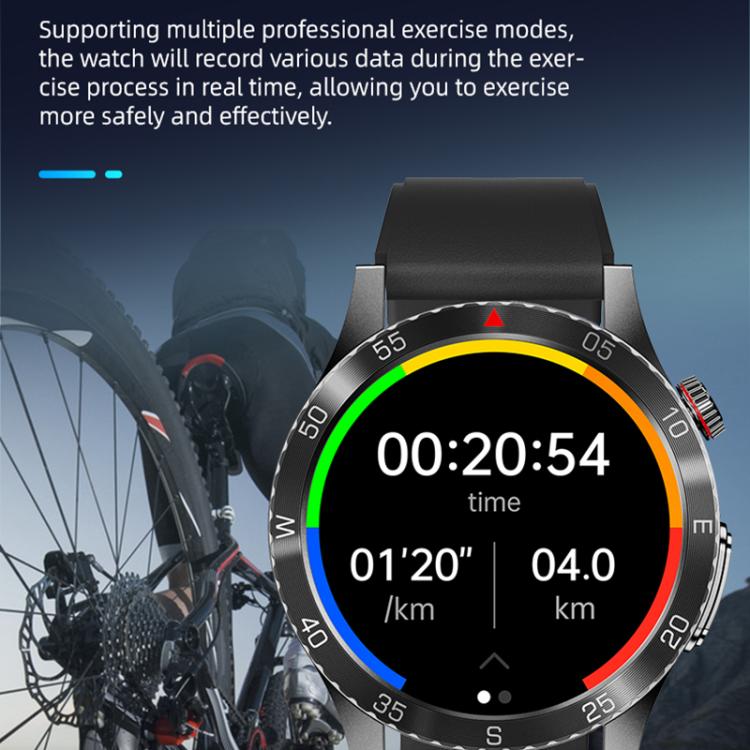 H9 1.43 inch Leather Strap ECG Smart Watch Supports Bluetooth Calls/Smart Voice Assistant