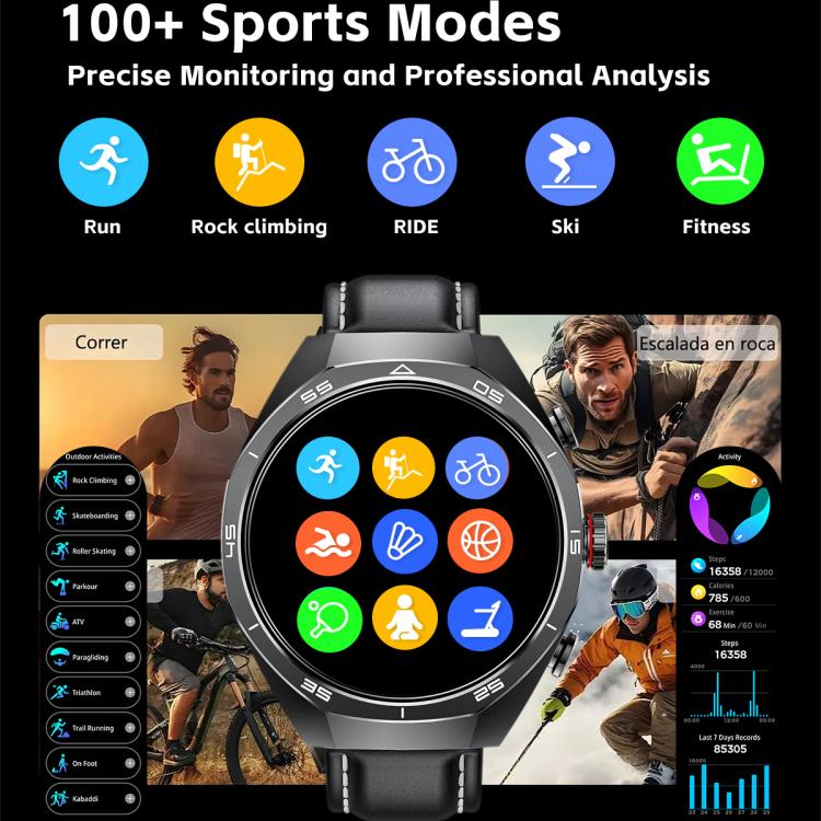 GT97 1.53 inch Round Screen 2 in 1 Bluetooth Earphone Silicone Strap Smart Watch Supports Bluetooth Calls