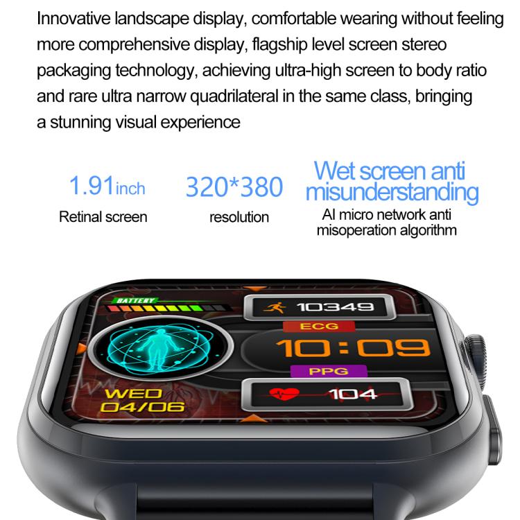 TK17 1.91 inch Horizontal Screen Leather Strap Smart Watch Supports ECG Electrocardiogram