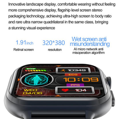 TK17 1.91 inch Horizontal Screen Steel Strap Smart Watch Supports ECG Electrocardiogram