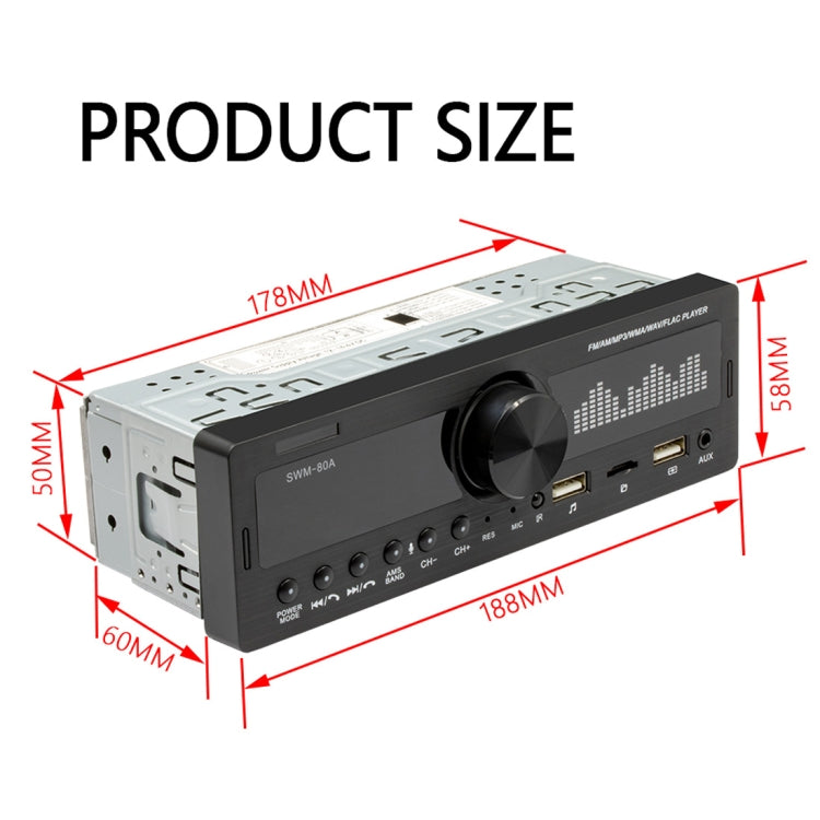 SWM-80A DC12V Car MP3 Support FM / AM & Bluetooth & Mobile Phone Voice Assistant, SWM-80A