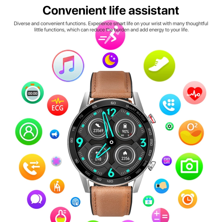 1.3 inch Touch Screen Dual-mode Bluetooth Smart Watch, Support Sleep Monitor / Heart Rate Monitor / Blood Pressure Monitoring, Brown Leather Strap, Black Leather Strap